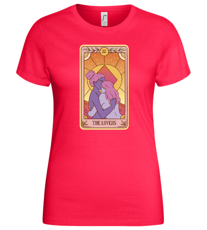 The Lovers Tarot Card Design - Basic women's t-shirt_CORAL_front