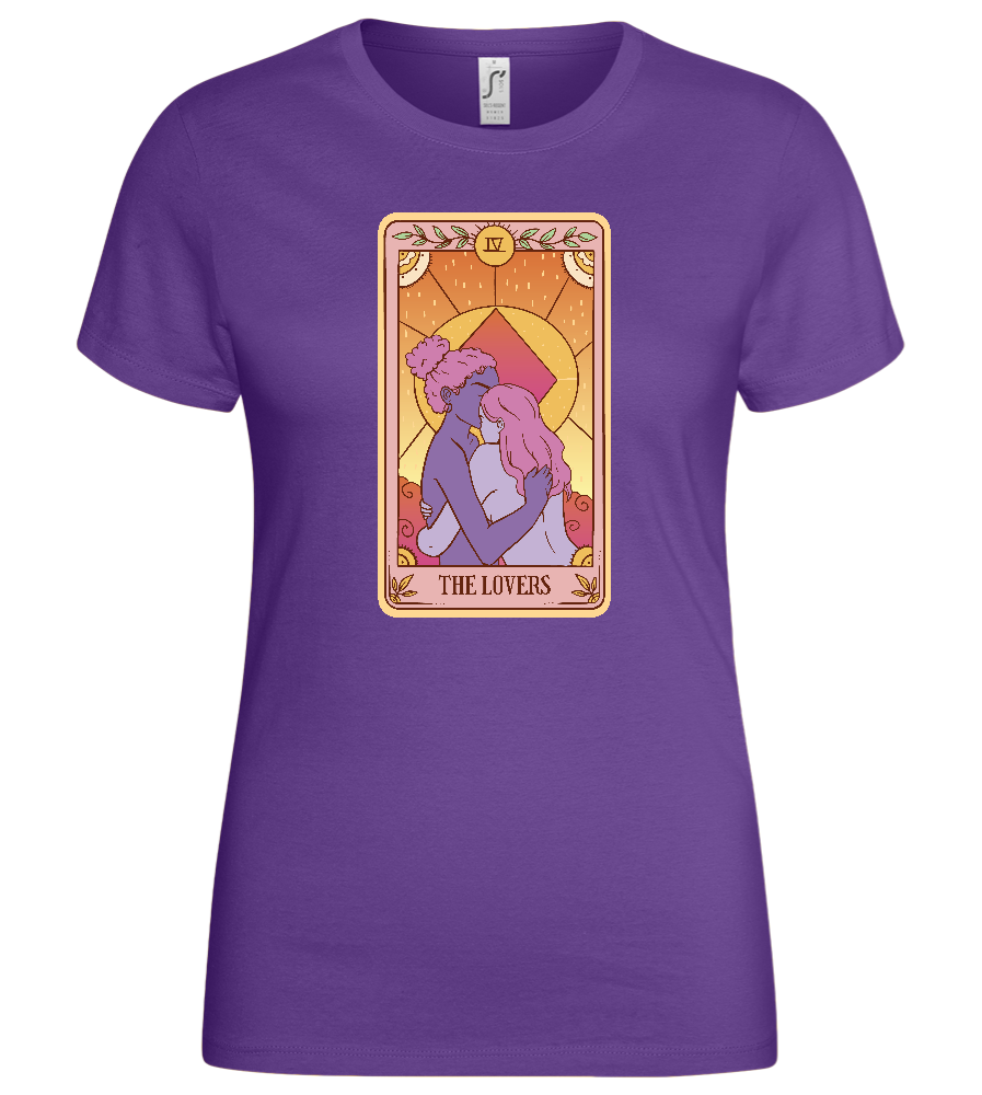 The Lovers Tarot Card Design - Basic women's t-shirt_DARK PURPLE_front