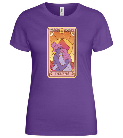 The Lovers Tarot Card Design - Basic women's t-shirt_DARK PURPLE_front