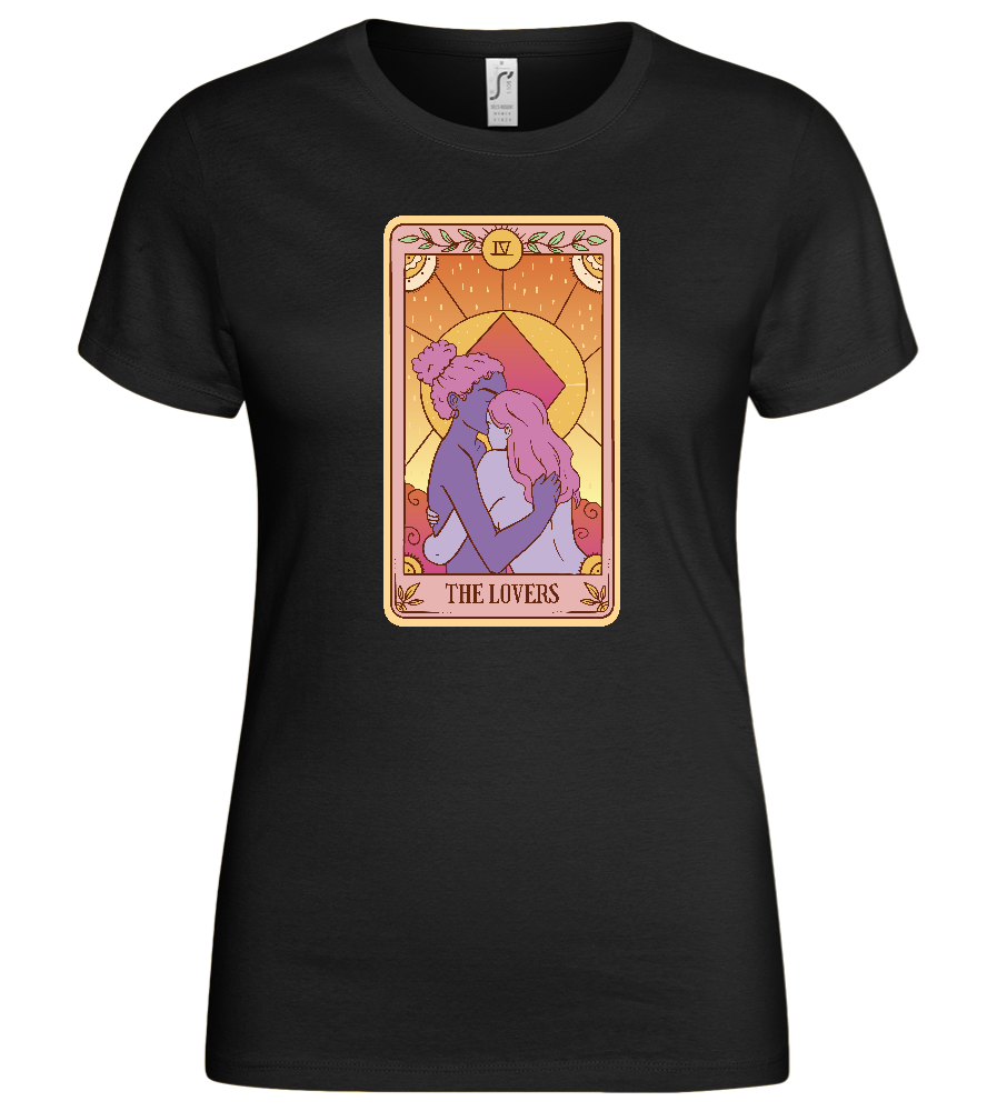 The Lovers Tarot Card Design - Basic women's t-shirt_DEEP BLACK_front