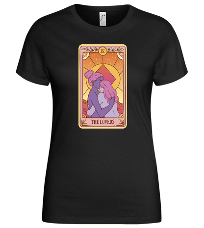 The Lovers Tarot Card Design - Basic women's t-shirt_DEEP BLACK_front