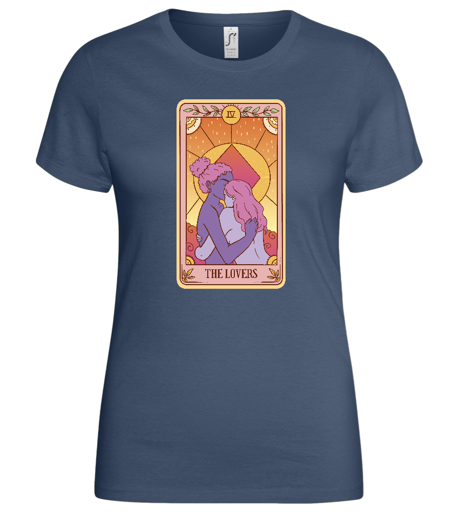 The Lovers Tarot Card Design - Basic women's t-shirt_DENIM_front