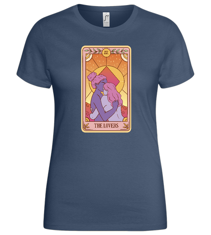 The Lovers Tarot Card Design - Basic women's t-shirt_DENIM_front