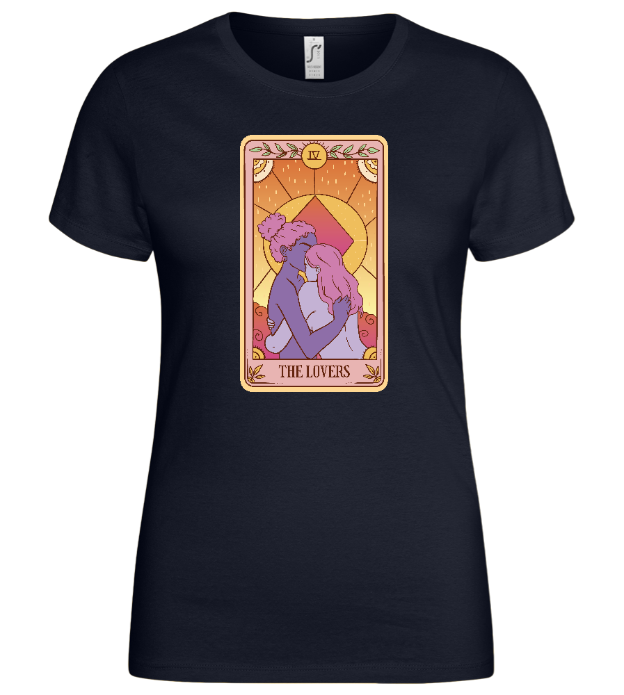 The Lovers Tarot Card Design - Basic women's t-shirt_FRENCH NAVY_front