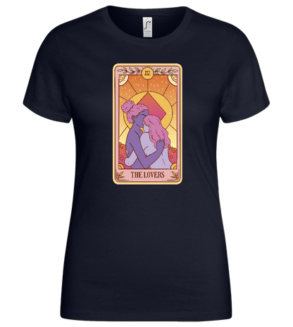 The Lovers Tarot Card Design - Basic women's t-shirt_FRENCH NAVY_front