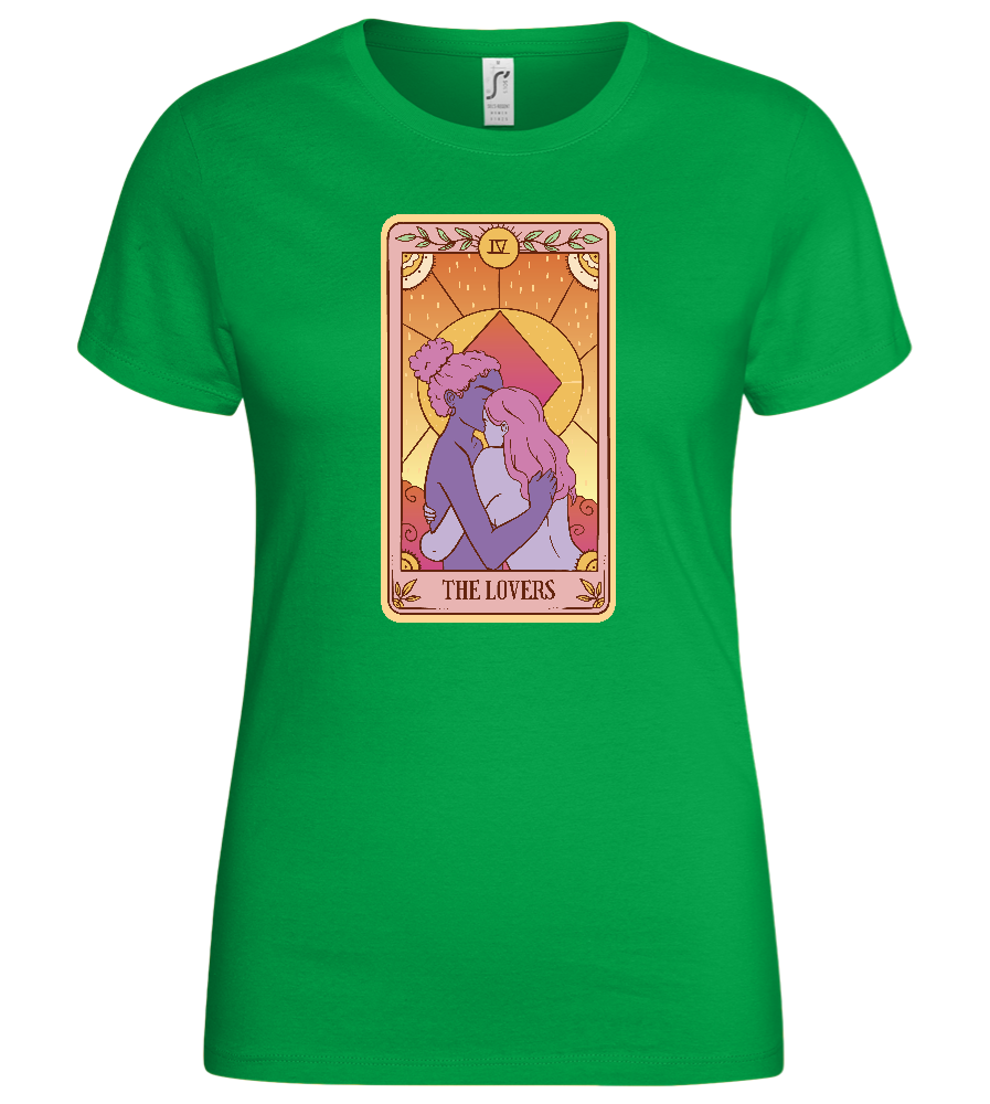 The Lovers Tarot Card Design - Basic women's t-shirt_MEADOW GREEN_front