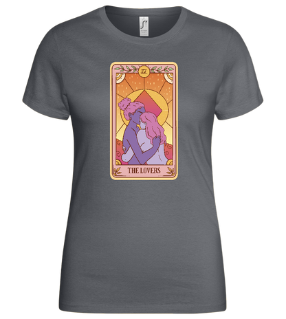 The Lovers Tarot Card Design - Basic women's t-shirt_MOUSE GREY_front