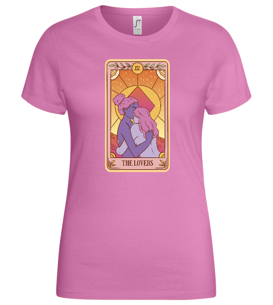 The Lovers Tarot Card Design - Basic women's t-shirt_PINK ORCHID_front