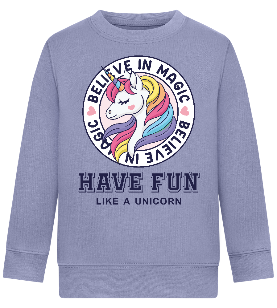 Believe in Magic Unicorn Design - Comfort Kids Sweater_BLUE_front