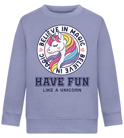 Believe in Magic Unicorn Design - Comfort Kids Sweater_BLUE_front