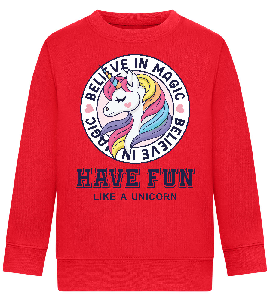 Believe in Magic Unicorn Design - Comfort Kids Sweater_BRIGHT RED_front