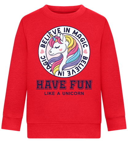 Believe in Magic Unicorn Design - Comfort Kids Sweater_BRIGHT RED_front