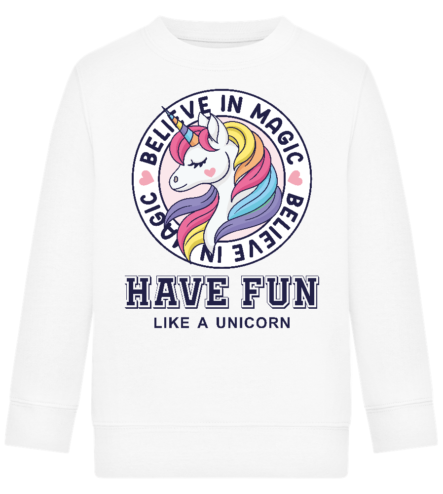 Believe in Magic Unicorn Design - Comfort Kids Sweater_WHITE_front