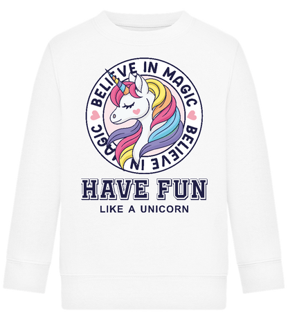 Believe in Magic Unicorn Design - Comfort Kids Sweater_WHITE_front