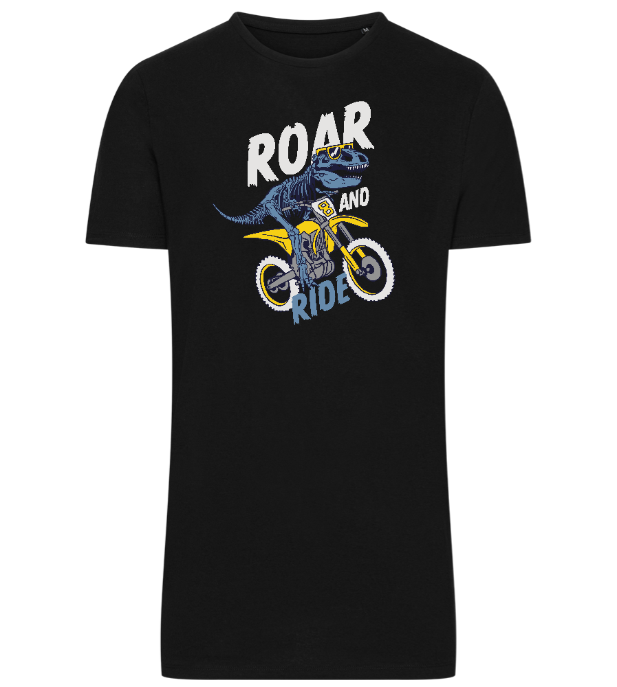 Dino Biker Design - Comfort men's long t-shirt_DEEP BLACK_front