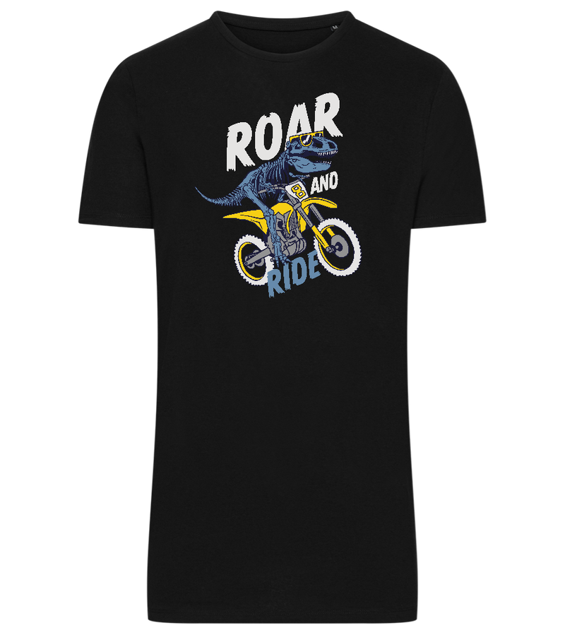 Dino Biker Design - Comfort men's long t-shirt_DEEP BLACK_front