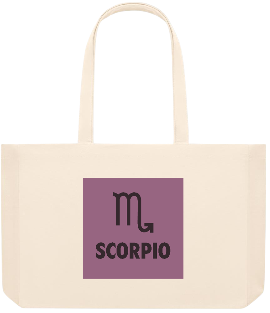 Scorpio Zodiac Sign Design - Basic large recycled beach tote bag_BEIGE_front