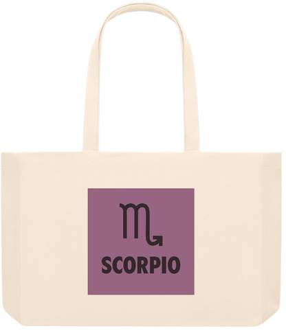 Scorpio Zodiac Sign Design - Basic large recycled beach tote bag_BEIGE_front