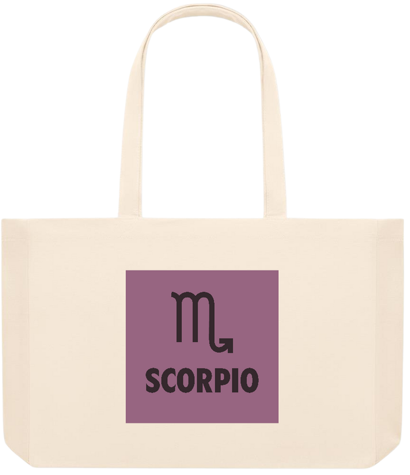 Scorpio Zodiac Sign Design - Basic large recycled beach tote bag_BEIGE_front