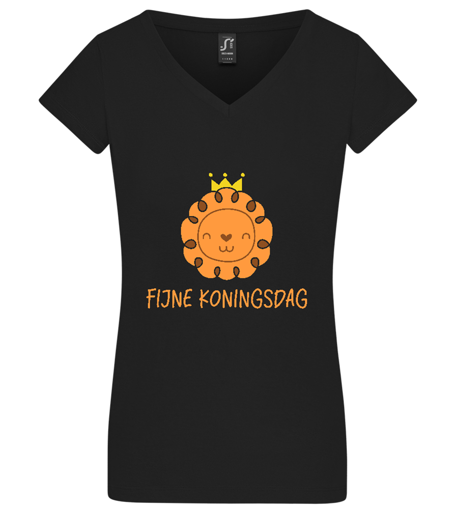 Fijne Koningsdag Design - Basic women's v-neck t-shirt_DEEP BLACK_front