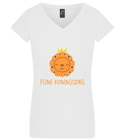 Fijne Koningsdag Design - Basic women's v-neck t-shirt_WHITE_front