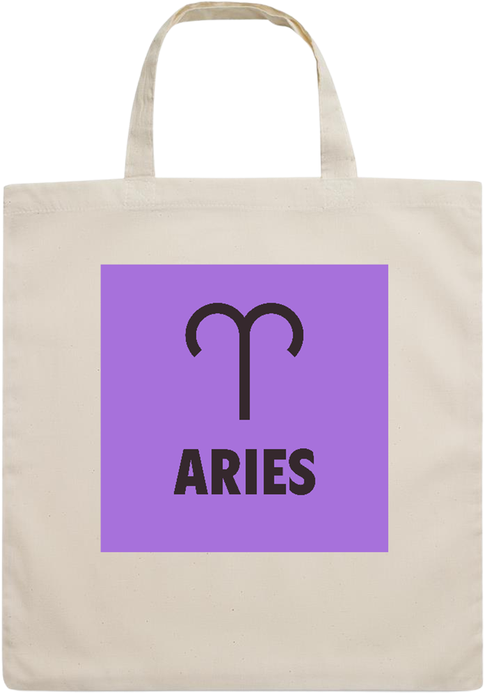 Zodiac Aries Design - Essential short handle cotton tote bag_BEIGE_front