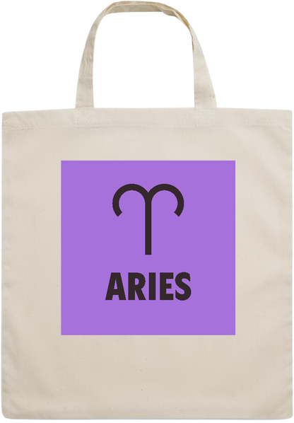 Zodiac Aries Design - Essential short handle cotton tote bag_BEIGE_front