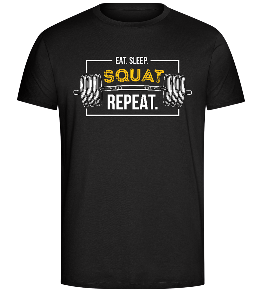 Repeat the Squats Design - Comfort Unisex T-Shirt_DEEP BLACK_front