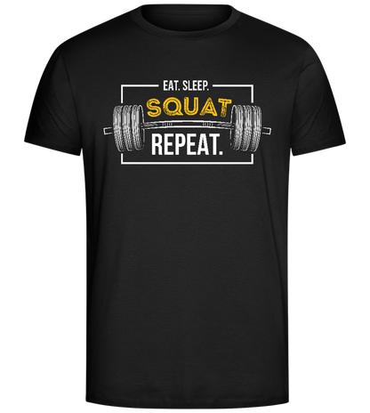 Repeat the Squats Design - Comfort Unisex T-Shirt_DEEP BLACK_front