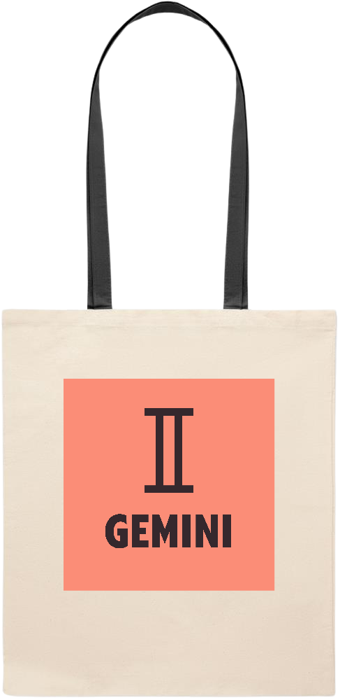 Zodiac Gemini Design - Essential colored handle tote bag_BLACK_front