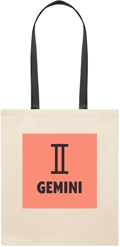 Zodiac Gemini Design - Essential colored handle tote bag_BLACK_front