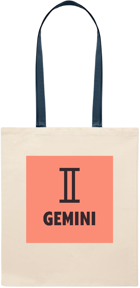 Zodiac Gemini Design - Essential colored handle tote bag_BLUE_front