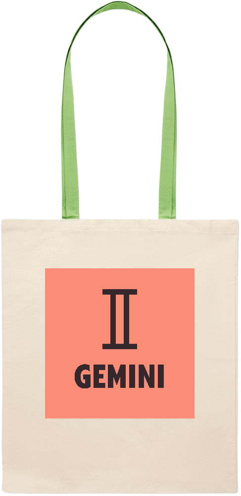 Zodiac Gemini Design - Essential colored handle tote bag_LIME_front