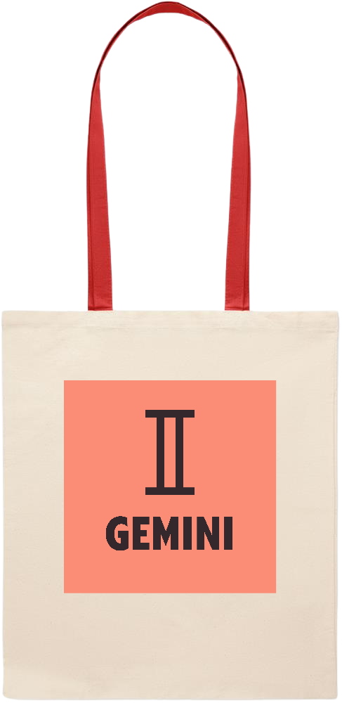 Zodiac Gemini Design - Essential colored handle tote bag_RED_front