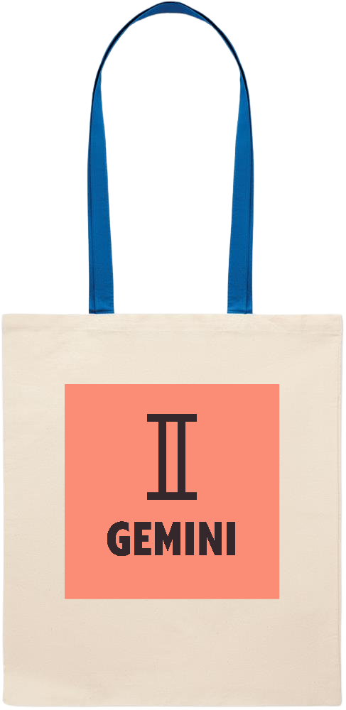 Zodiac Gemini Design - Essential colored handle tote bag_ROYAL BLUE_front