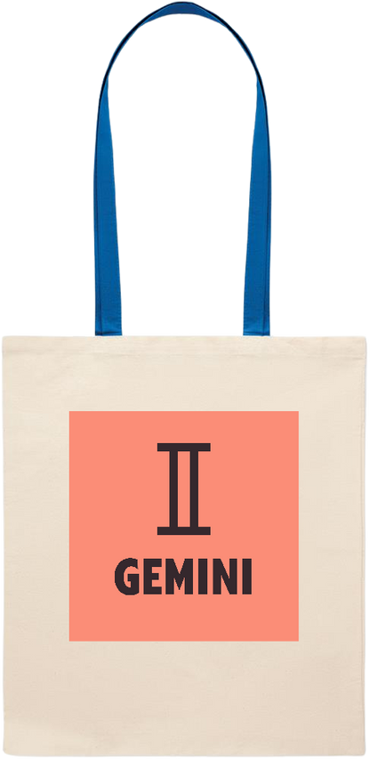 Zodiac Gemini Design - Essential colored handle tote bag_ROYAL BLUE_front