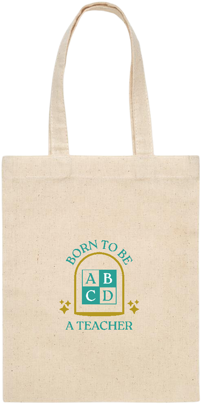 Born to be a Teacher Design - Essential small colored handle gift bag_BEIGE_front