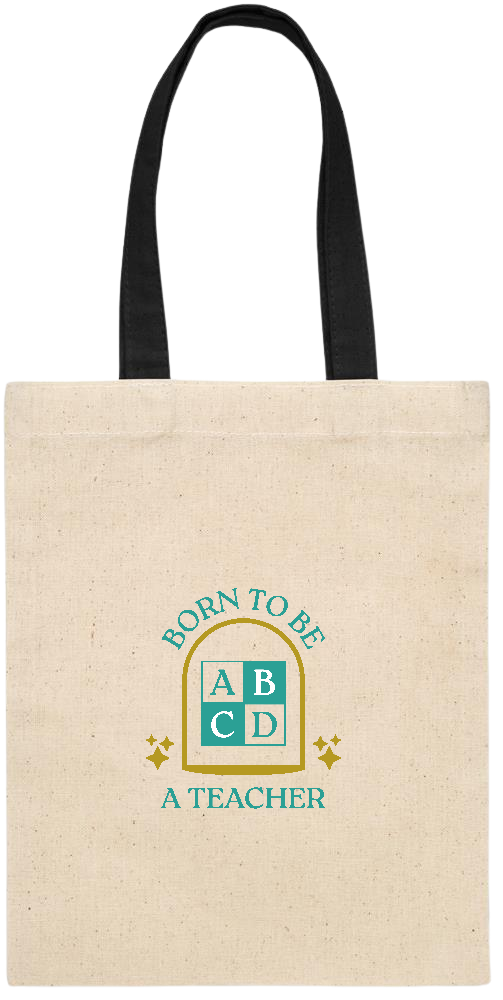 Born to be a Teacher Design - Essential small colored handle gift bag_BLACK_front