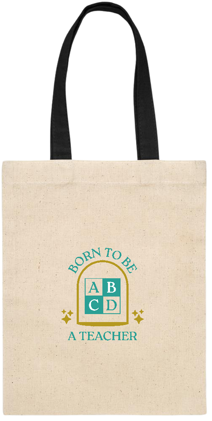 Born to be a Teacher Design - Essential small colored handle gift bag_BLACK_front