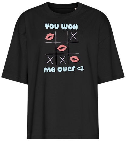 Won me Over Design - Premium women's oversized t-shirt_DEEP BLACK_front