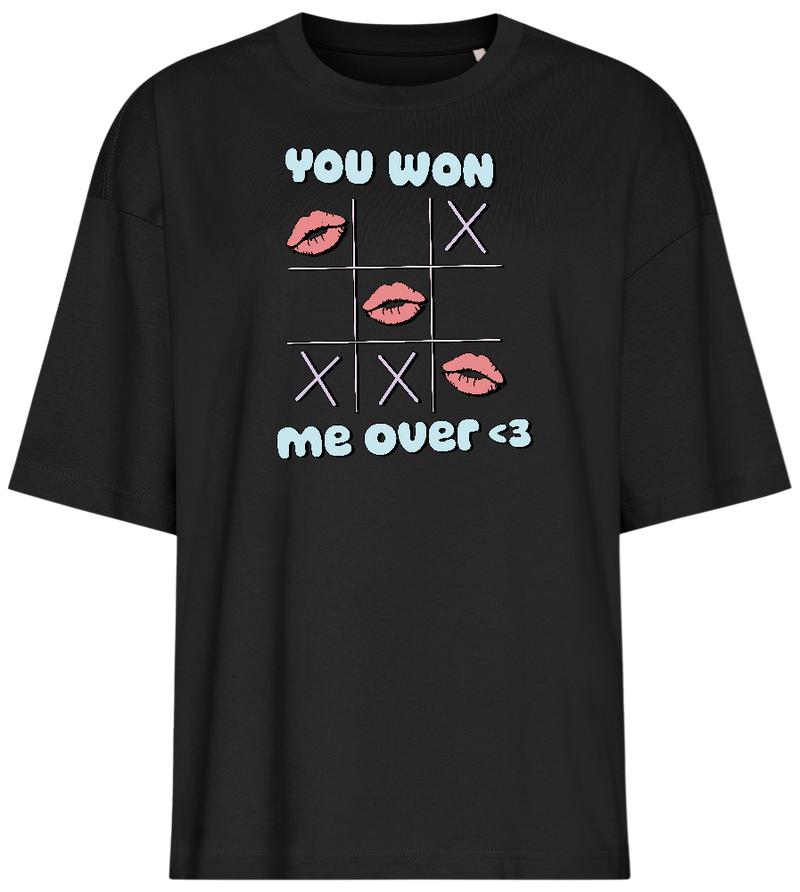 Won me Over Design - Premium women's oversized t-shirt_DEEP BLACK_front