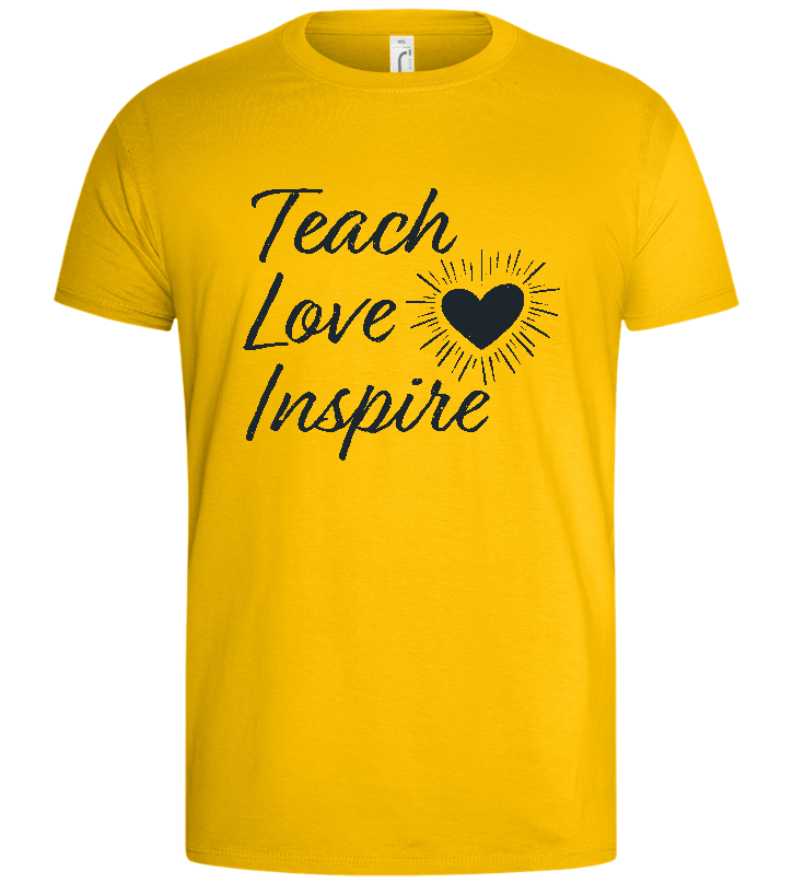 Teach Love Inspire Heart Design - Basic men's t-shirt_YELLOW_front