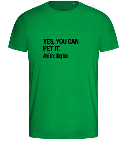 You Can Pet It Design - Basic men's fitted t-shirt_MEADOW GREEN_front