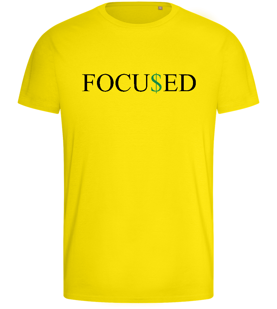 Focu$ed Design - Basic men's fitted t-shirt_YELLOW_front