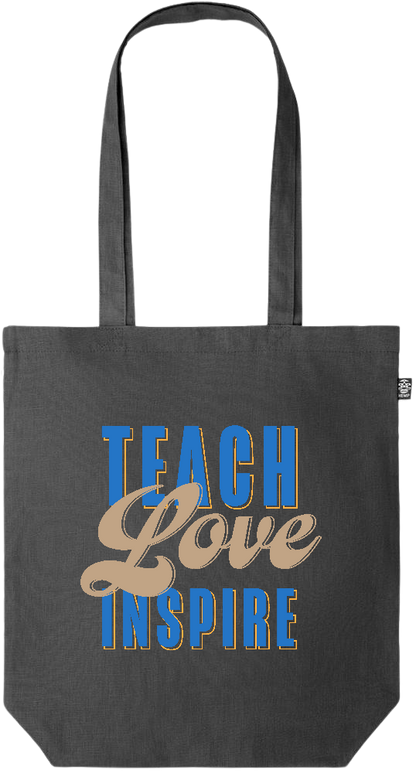 Teach Love Inspire Design - Premium colored organic hemp tote bag_BLACK_front