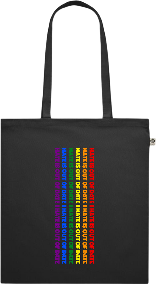 Hate is Out of Date Design - Premium colored organic cotton shopping bag_BLACK_front