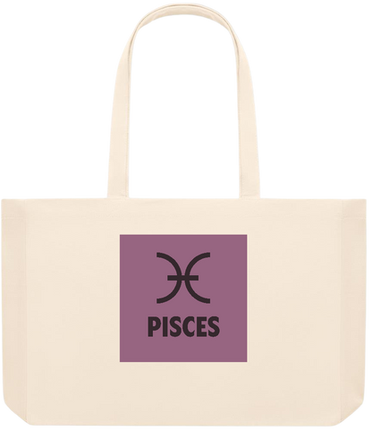 Zodiac Pisces Design - Premium large recycled beach tote bag_BEIGE_front