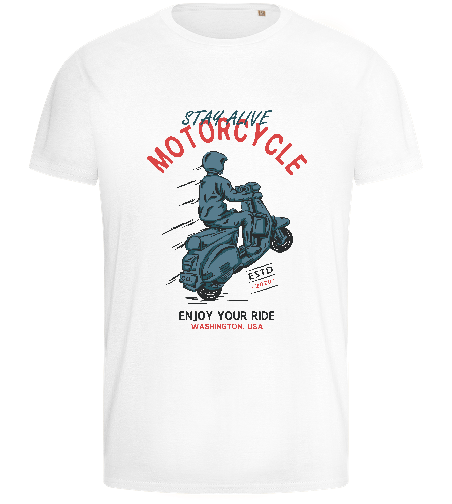 Stay Alive Motorcycle Design - Basic men's fitted t-shirt_WHITE_front