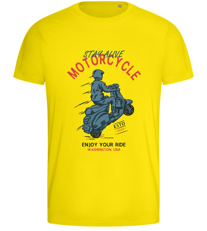 Stay Alive Motorcycle Design - Basic men's fitted t-shirt_YELLOW_front