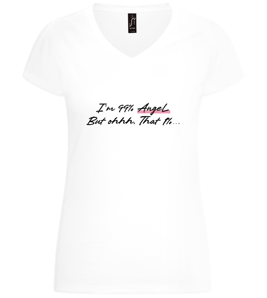 99% Angel Design - Basic women's v-neck t-shirt_WHITE_front